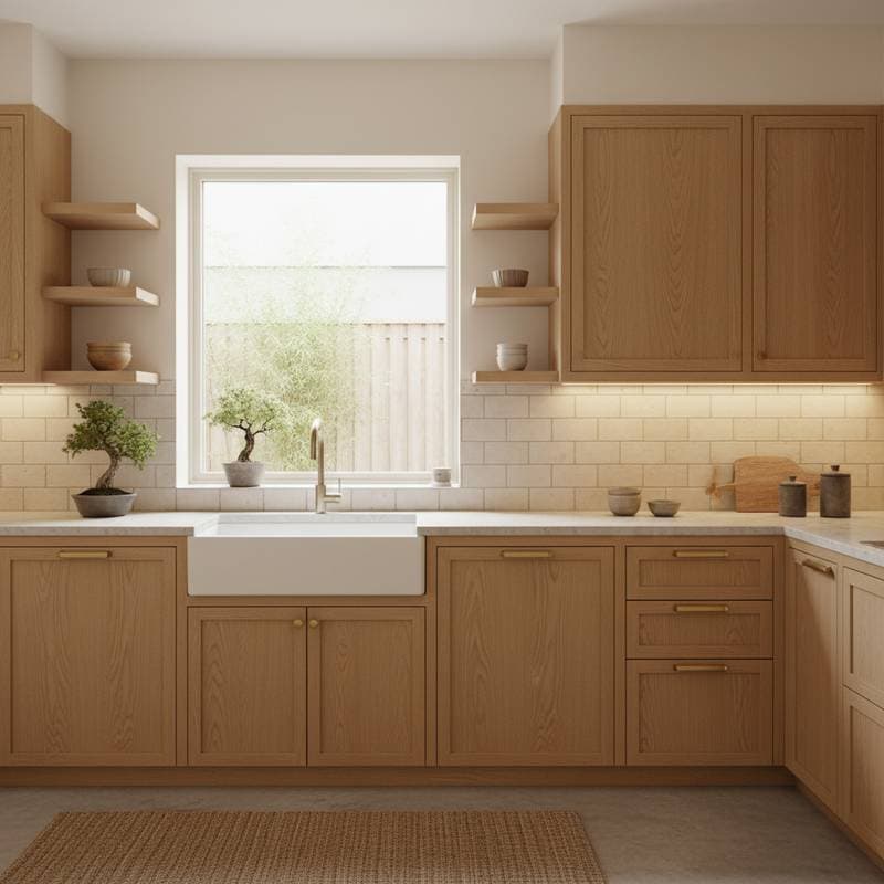 Featured image for Japandi Shaker Cabinets Blend Warmth With Restraint