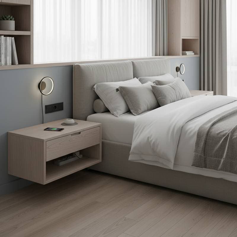 Image for Cable-Hidden Floating Nightstands for Clean Bedrooms