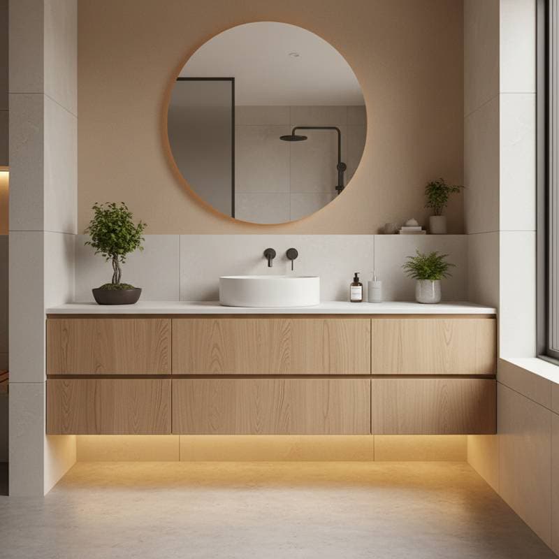 Featured image for Floating Vanities Clear Floor Space and Lighten Baths