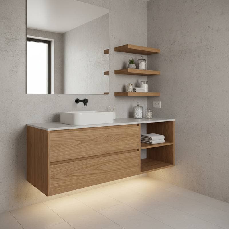 Featured image for DIY Floating Vanities Make Small Baths Feel 20% Bigger