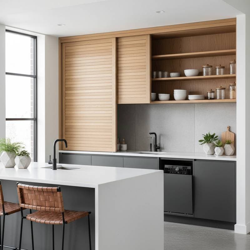 Featured image for Tambour Doors Save Space in Tight Kitchen Layouts