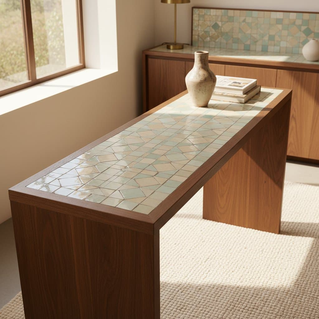 Featured image for Zellige Tiles Add Light and Depth to Wood Furniture
