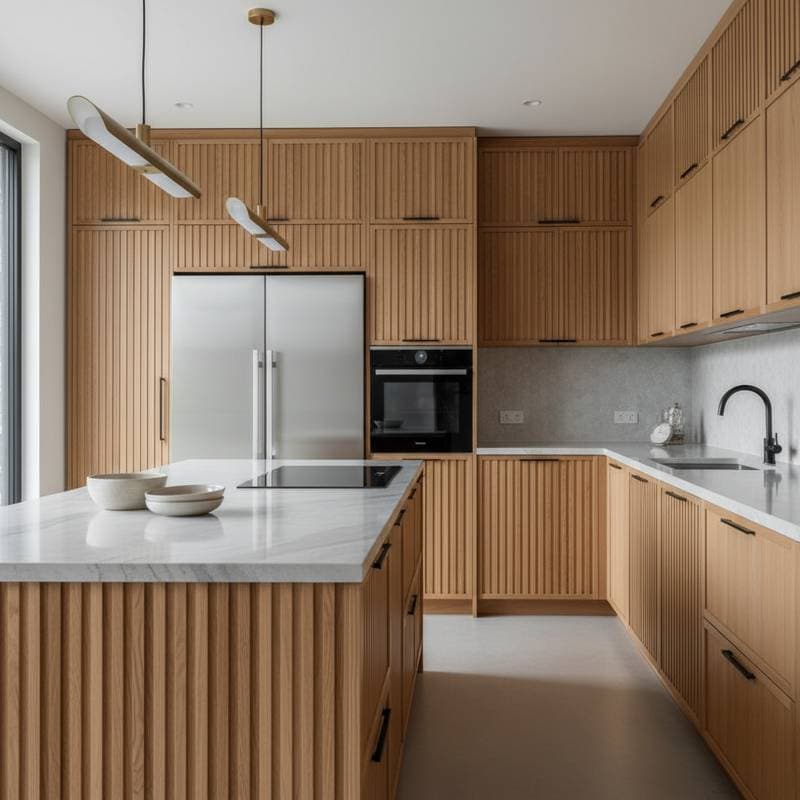 Featured image for Ribbed Oak Cabinets Bring Texture Back to Kitchens