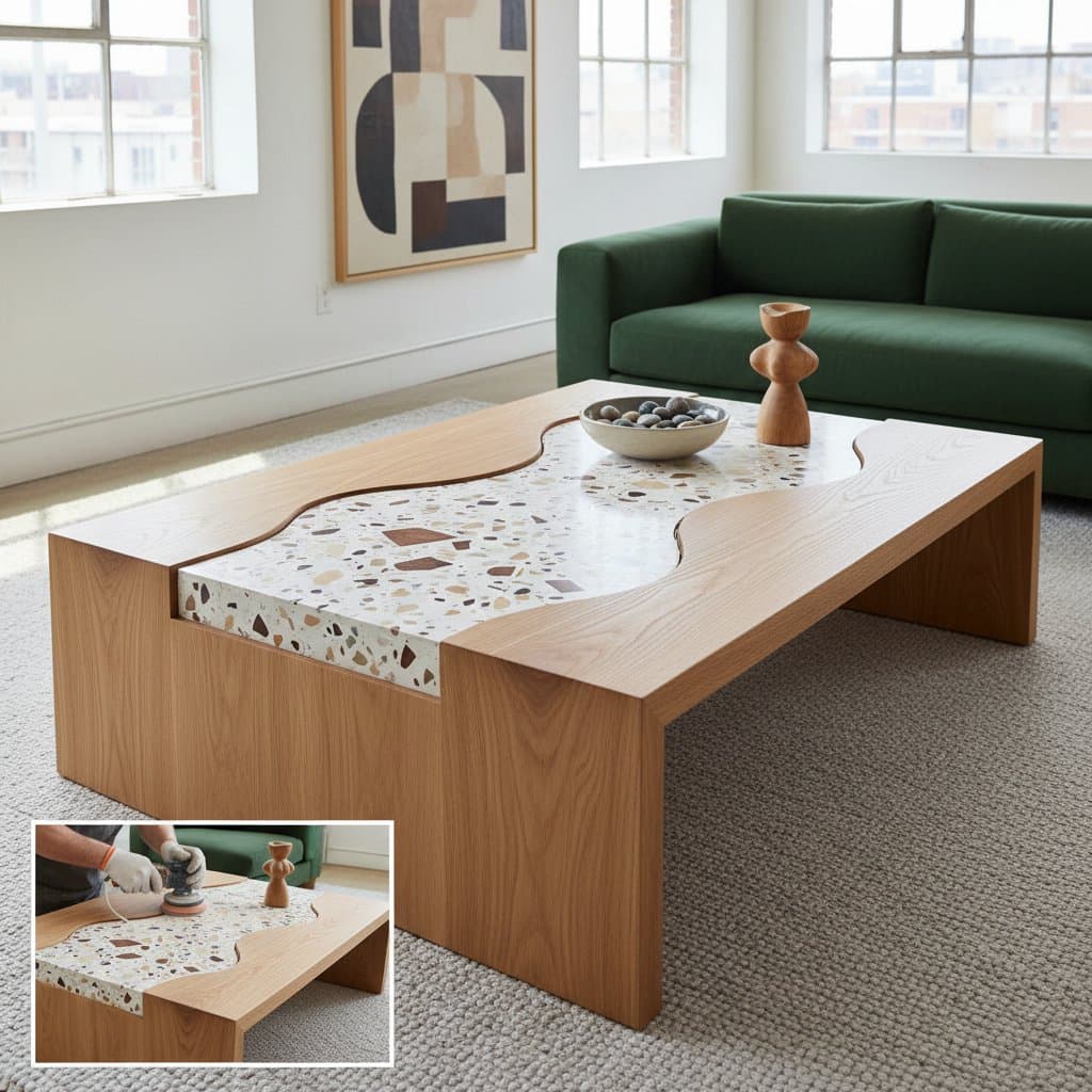 Featured image for Terrazzo Inlays Blend Wood and Stone for Lasting Furniture