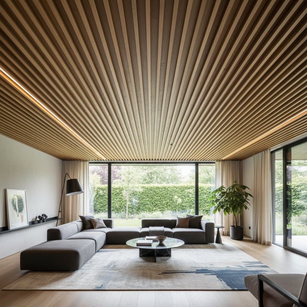 Featured image for Ribbed Wood Ceilings Add Depth Without Clutter