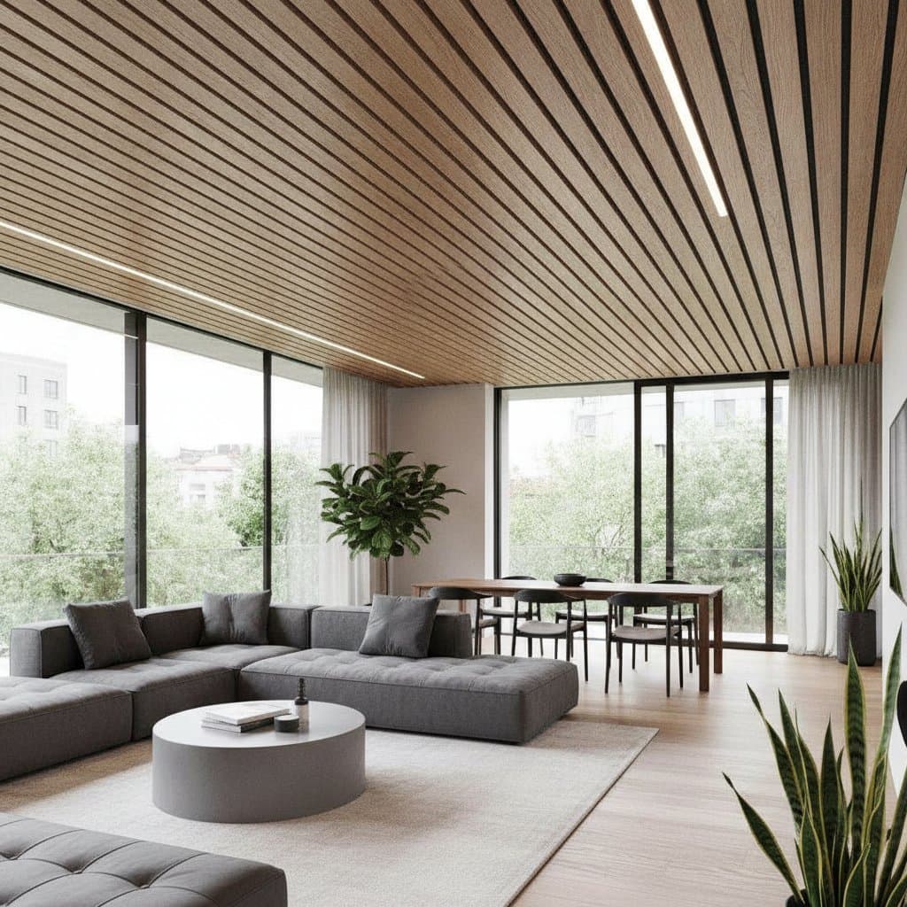 Featured image for Acoustic Wood Slat Ceilings Quiet Open Floor Plans