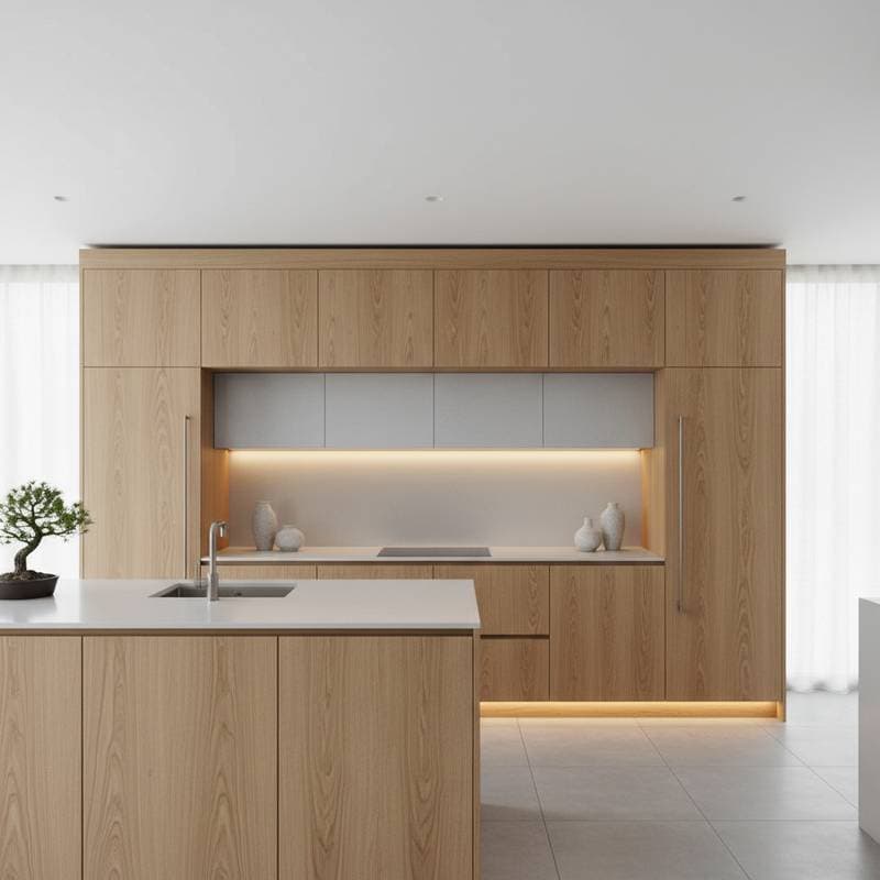 Featured image for Japandi Joinery Hides Complexity Behind Seamless Fronts