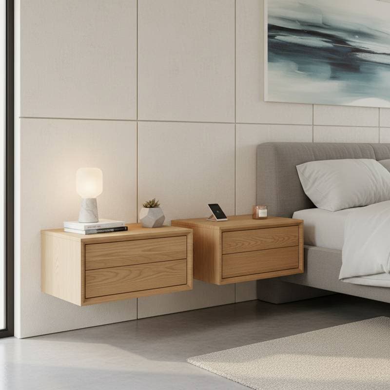 Featured image for Floating Nightstands Free Up Floor Space Fast