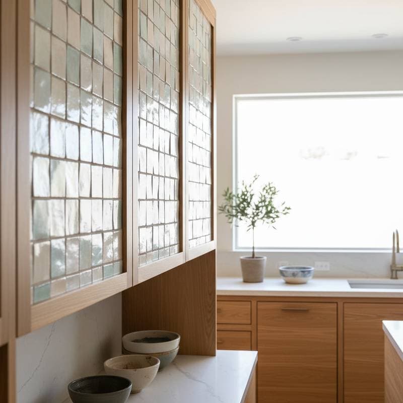Featured image for Handmade Zellige Tiles Transform Plain Cabinet Doors